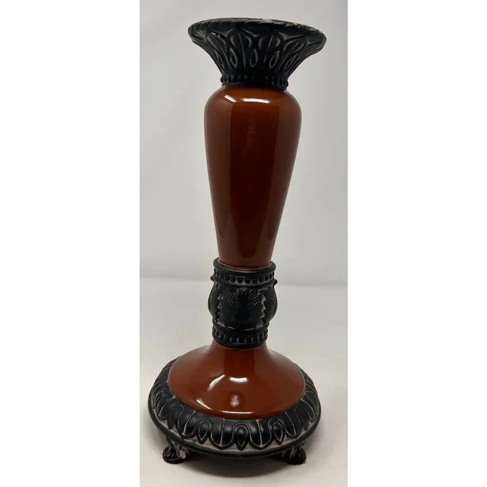 Nutmeg Small Candleholder‎ with Black Designs 13